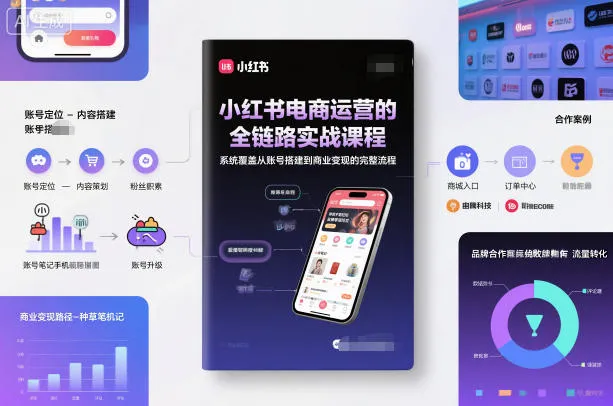 小红书电商运营的全链路实战课程,系统覆盖从账号搭建到商业变现的完整流程