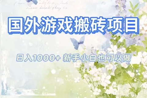 国外游戏搬砖项目，日入1k+，全自动解放双手，新手小白也可做【揭秘】-续财库
