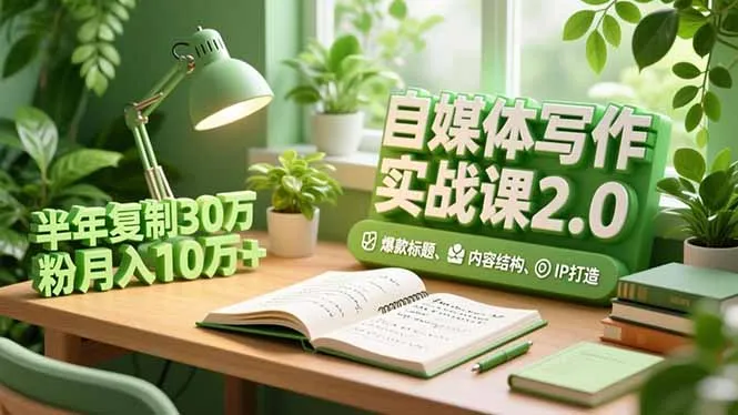 自媒体写作实战课2.0，爆款标题、内容结构、IP打造，半年复制30万粉月入10万+-续财库
