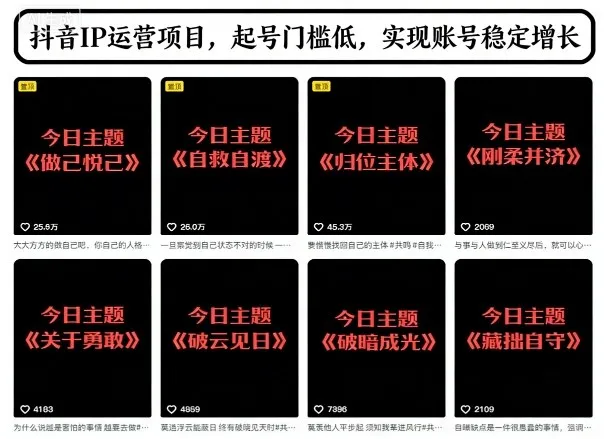 抖音IP运营项目,抖音今日主题玩法,起号门槛低,实现账号稳定增长-续财库