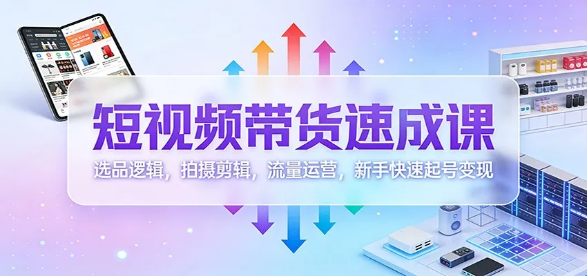 短视频带货速成课：选品逻辑，拍摄剪辑，流量运营，新手快速起号变现-续财库