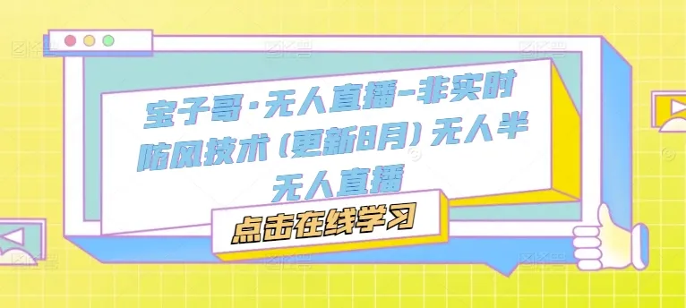 宝子哥·无人直播-非实时防风技术(更新25年12月)无人半无人直播-续财库