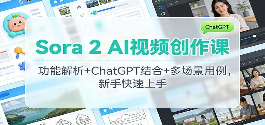 Sora 2 AI视频创作课：功能解析+ChatGPT结合+多场景用例，新手快速上手-续财库