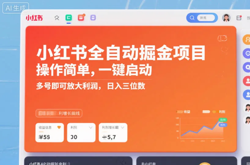 小红书全自动掘金项目，操作简单，一键启动，多号即可放大利润，日入三位数【揭秘】-续财库