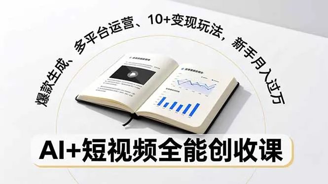 AI+短视频全能创收课，爆款生成、多平台运营、10+变现玩法，新手月入过万-续财库