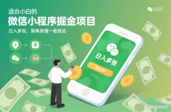 适合小白的微信小程序掘金项目，日入多张，简单易懂一看就会【揭秘】-续财库