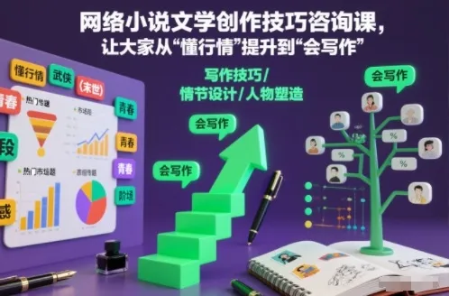 网络小说文学创作技巧咨询课,让大家从“懂行情”提升到”会写作”的高度-续财库