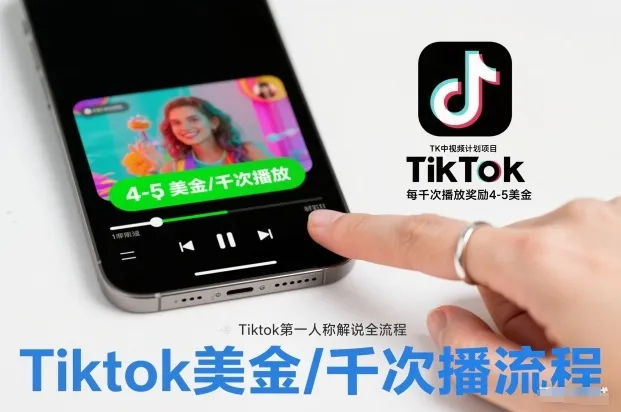 TK中视频计划项目,Tiktok第一人称解说流程,每干次播放奖励4-5美金-续财库