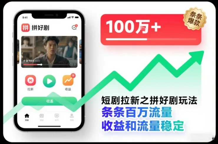 短剧拉新之拼好剧玩法,条条百万流量,收益和流量稳定-续财库