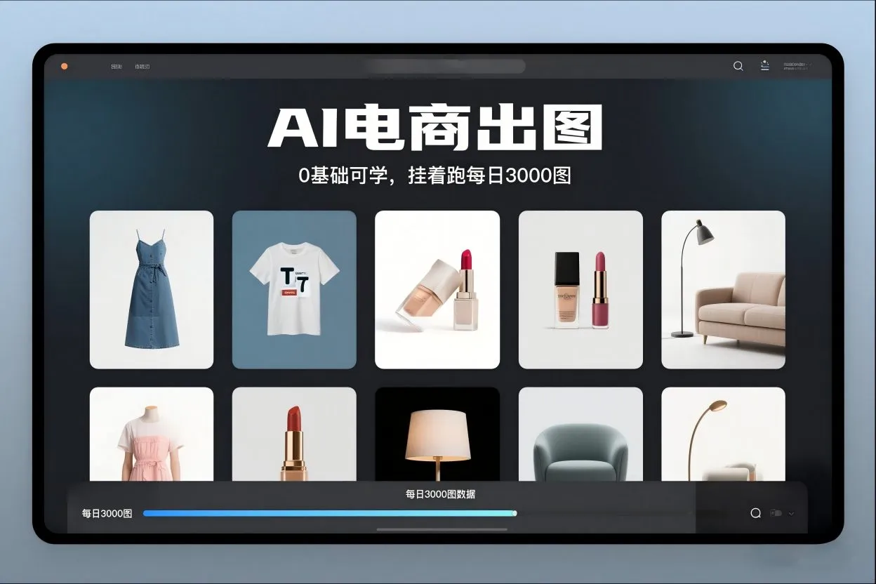 AI电商出图，0基础可学，挂着跑每日3000图-续财库