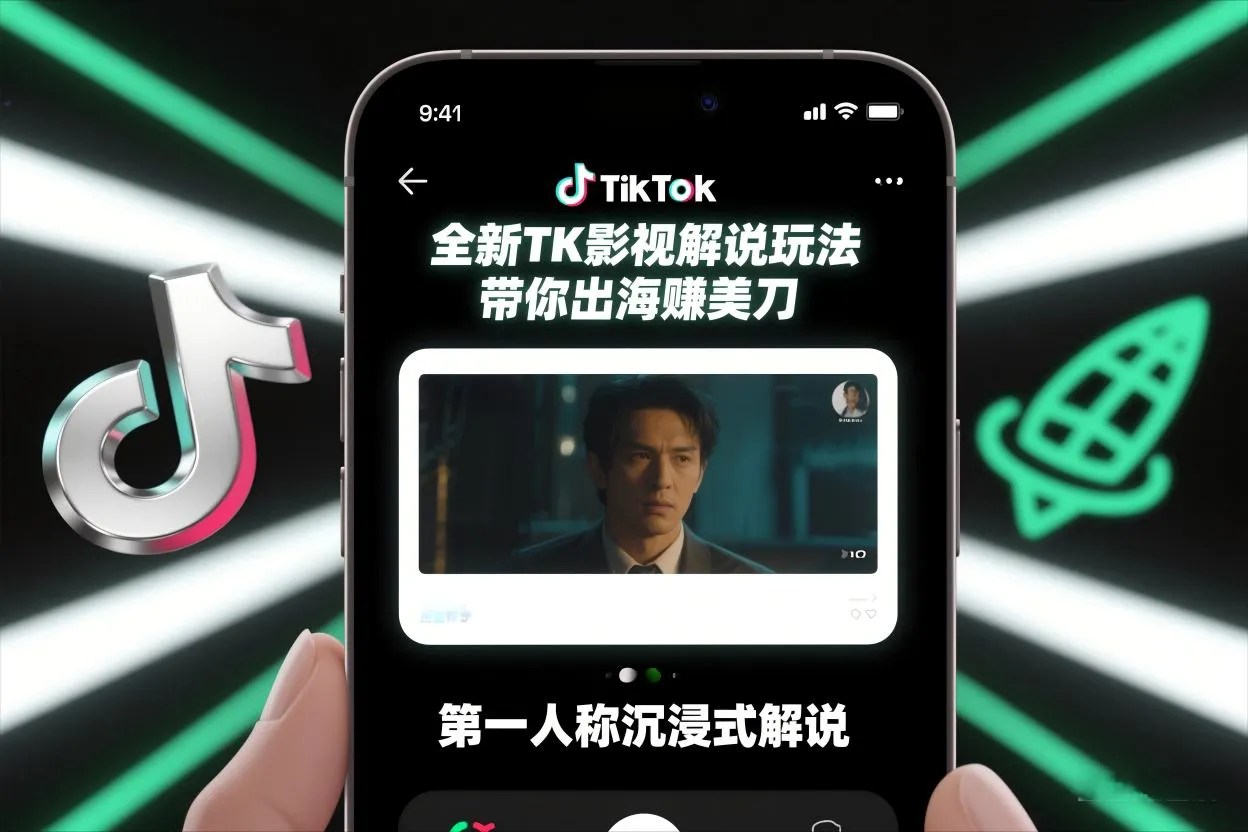 TikTok第一人称影视解说教学,全新TK影视解说玩法,带你出海賺美刀-续财库