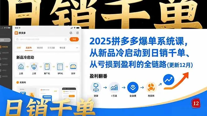 2025拼多多爆单系统课,从新品冷启动到日销千单、从亏损到盈利的全链路(更新12月-续财库