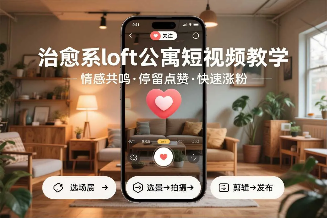 治愈系loft公寓短视频制作教学，情感共鸣引停留点赞关注，快速起号涨粉-续财库