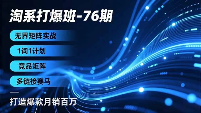 淘系打爆班-76期，无界矩阵实战，1词1计划、竞品矩阵、多链接赛马，打造爆款月销百万-续财库