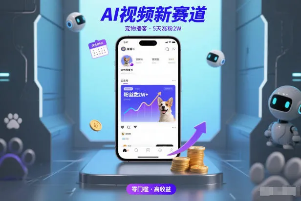 AI视频新赛道，宠物播客仅注册5天涨粉2W，收益非常可观-续财库