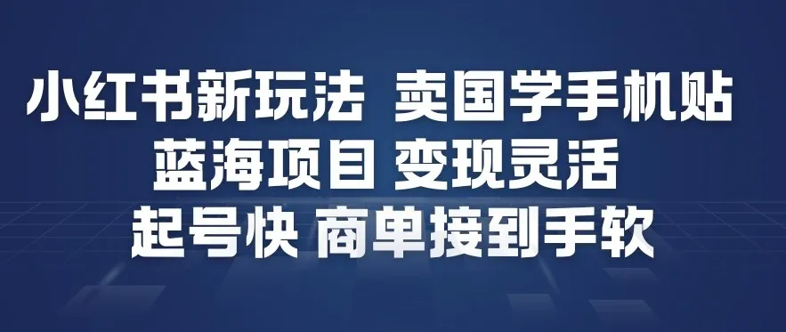 小红书新玩法，卖国学手机贴，蓝海项目，变现灵活，起号快，商单接到手软-续财库