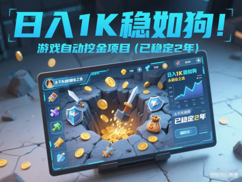 日入1K稳如狗!游戏自动挖金项目(已稳定2年),永不失业的副业之选【揭秘】-续财库