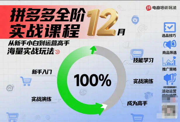 拼多多全阶实战课程12月,从新手小白到运营高手,海量实战玩法-续财库