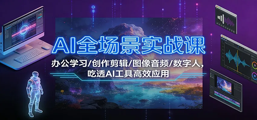 AI全场景实战课：办公学习/创作剪辑/图像音频/数字人，吃透AI工具高效应用-续财库
