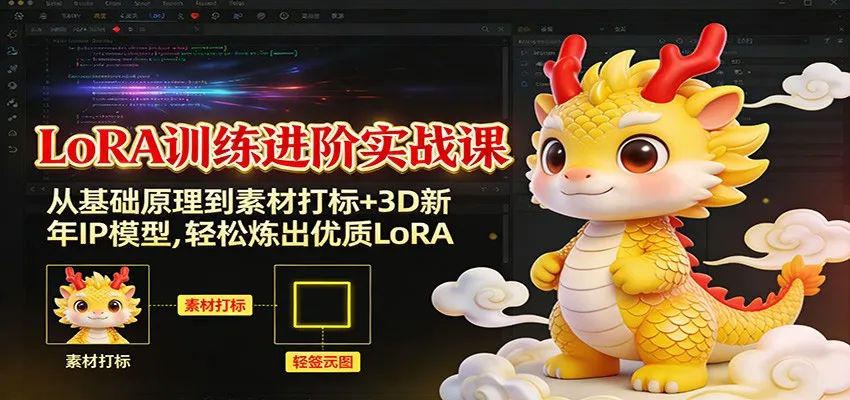 LoRA训练进阶实战课：从基础原理到素材打标+3D新年IP模型，轻松炼出优质LoRA-续财库