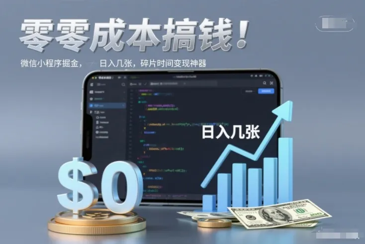 零成本搞钱，微信小程序掘金，简单易操作，日入几张，碎片时间变现神器【揭秘】-续财库