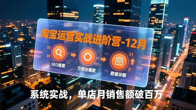 淘宝运营实战进阶营-12月：SEO搜索、万相台爆款、数据诊断，系统实战，单店月销售额破百万-续财库