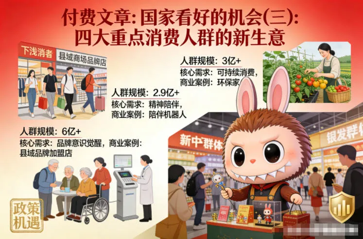 付费文章:国家看好的机会(三):四大重点消 费人群的新生意-续财库