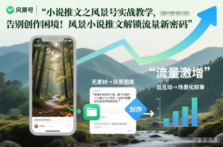 小说推文之风景号实战教学，告别创作困境！风景小说推文解锁流量新密码-续财库