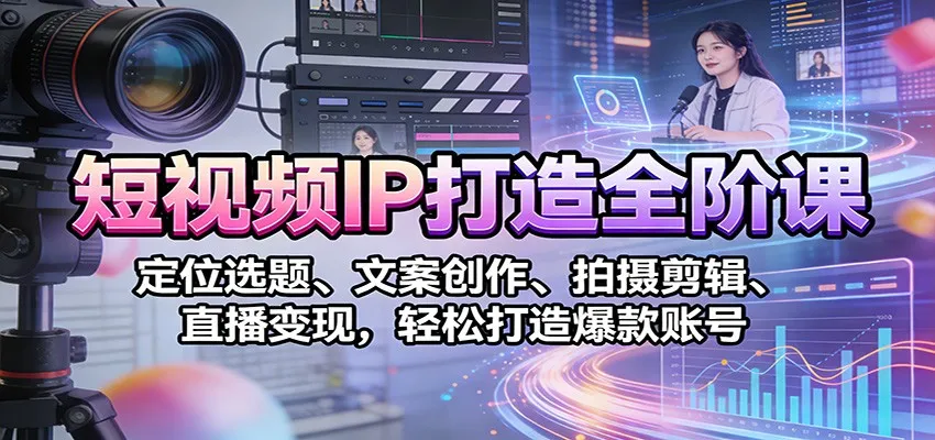 短视频IP打造全阶课：定位选题、文案创作、拍摄剪辑、直播变现，轻松打造爆款账号-续财库