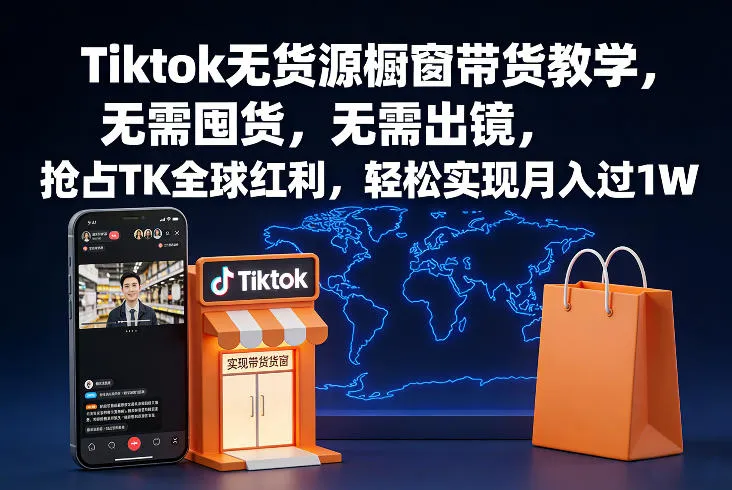 Tiktok无货源橱窗带货教学，无需囤货，无需出镜，抢占TK全球红利，轻松实现月入过1W-续财库