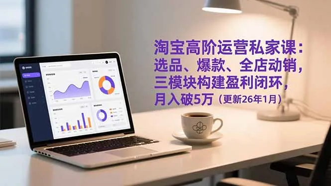淘宝高阶运营私家课：选品、爆款、全店动销，三模块构建盈利闭环，月入破5万(更新26年1月-续财库