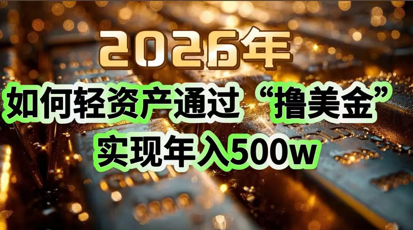 2026年如何轻资产通过“撸美金”实现年入500w-续财库