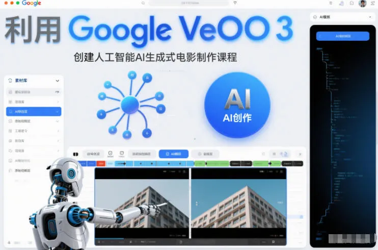 利l用Google Veo 3创建人工智能AI生成式电影制作课程，使用人工智能的力量创建令人惊叹的视频-续财库