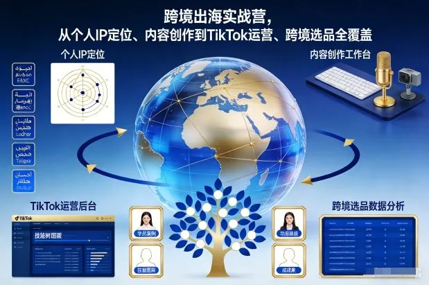 跨境出海实战营，从个人IP定位、内容创作到TikTok运营、跨境选品全覆盖-续财库