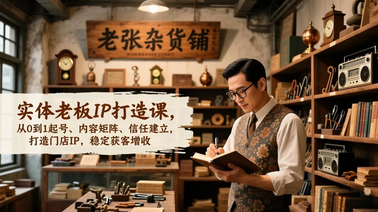 实体老板IP打造课，从0到1起号、内容矩阵、信任建立，打造门店IP，稳定获客增收-续财库