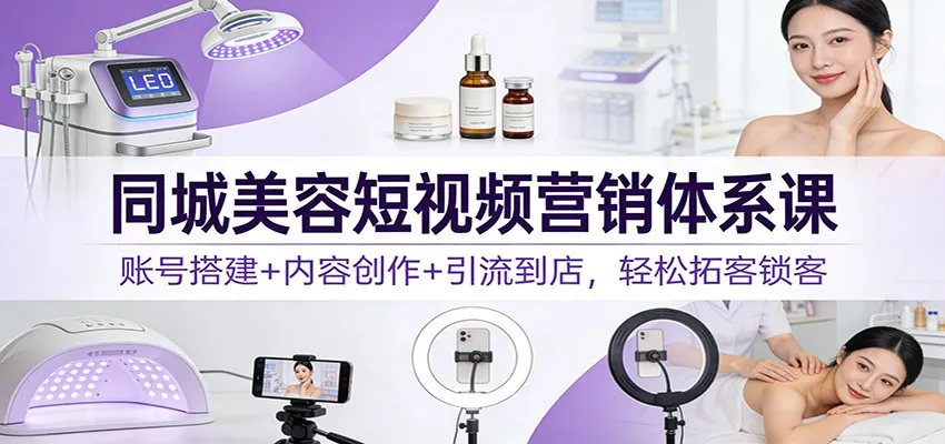 同城美容短视频营销体系课：账号搭建+内容创作+引流到店，轻松拓客锁客-续财库