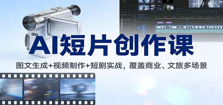 AI短片创作课：图文生成+ 视频制作+短剧实战，覆盖商业、 文旅多场景-续财库