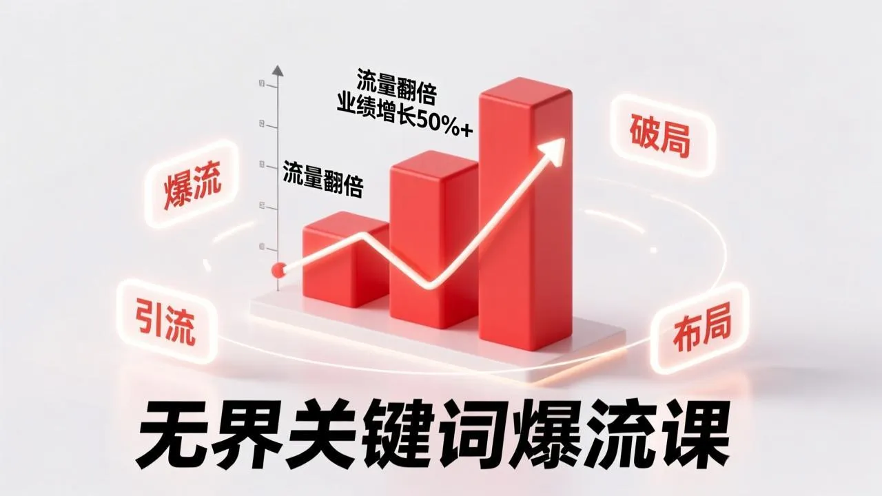 无界关键词爆流课，破局布局逻辑、阶段精准引流，实现流量翻倍，店铺业绩增长50%+。-续财库