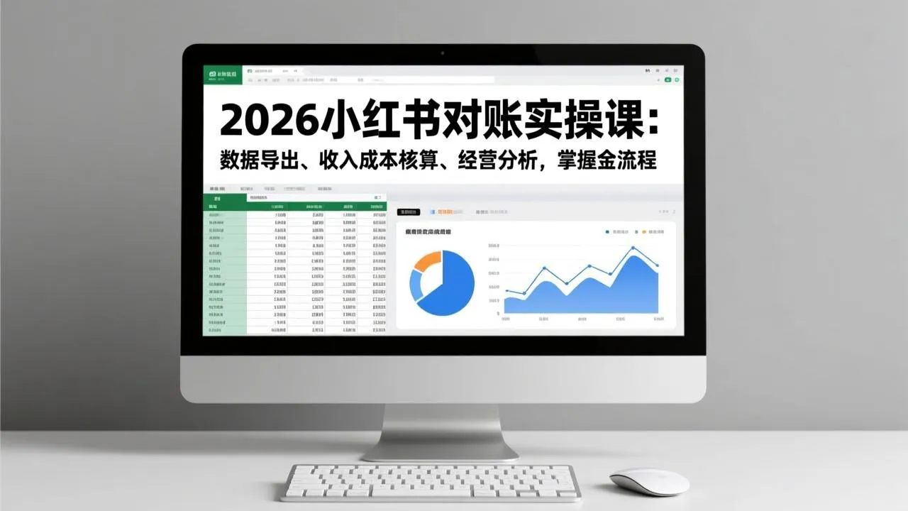 2026小红书对账实操课：数据导出、收入成本核算、经营分析，掌握全流程-续财库