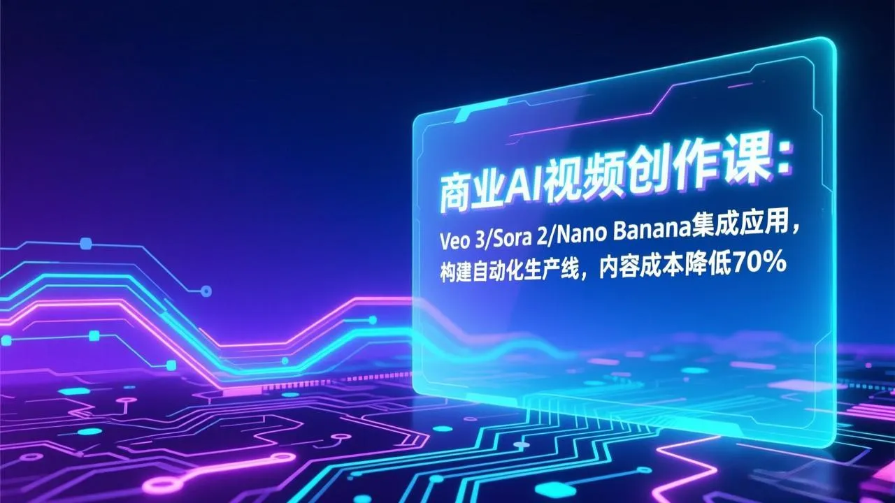 商业AI视频创作课：Veo 3/Sora 2/Nano Banana集成应用，构建自动化生产线，内容成本降低70%-续财库