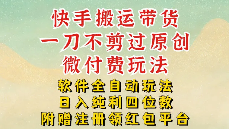 快手搬运带货，一刀不剪过原创，微付费玩法，软件全自动玩法，日入纯利四位数【揭秘】-续财库