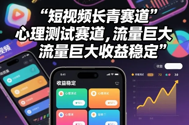 短视频长青赛道，心里测试赛道，流量巨大，收益稳定-续财库
