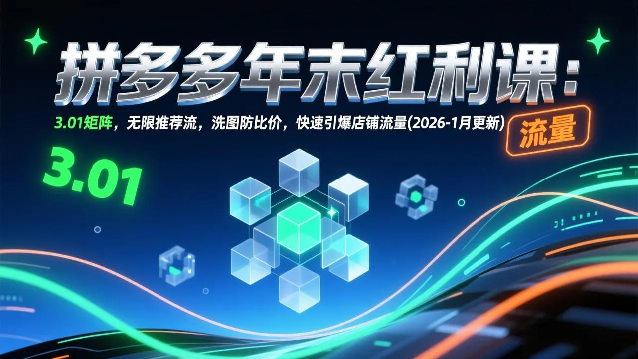 拼多多年末红利课：3.01矩阵，无限推荐流，洗图防比价，快速引爆店铺流量(2026-1月更新-续财库