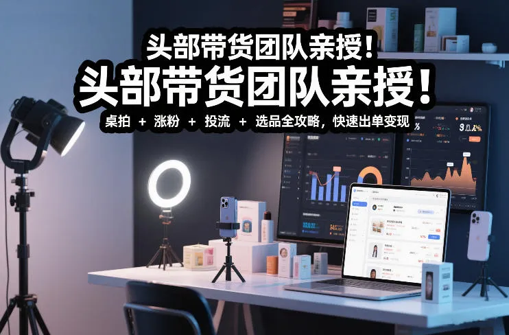 头部带货团队亲授!专业短视频实拍带货课:桌拍+涨粉+投流+选品全攻略,快速出单变现,月入2w+-续财库