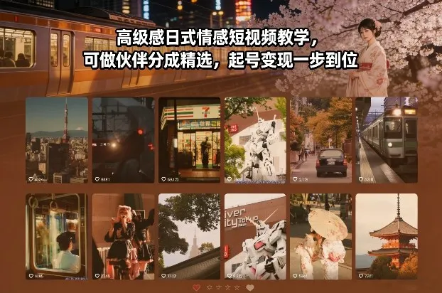 高级感日式情感短视频教学,可做伙伴分成精选,起号变现一步到位-续财库