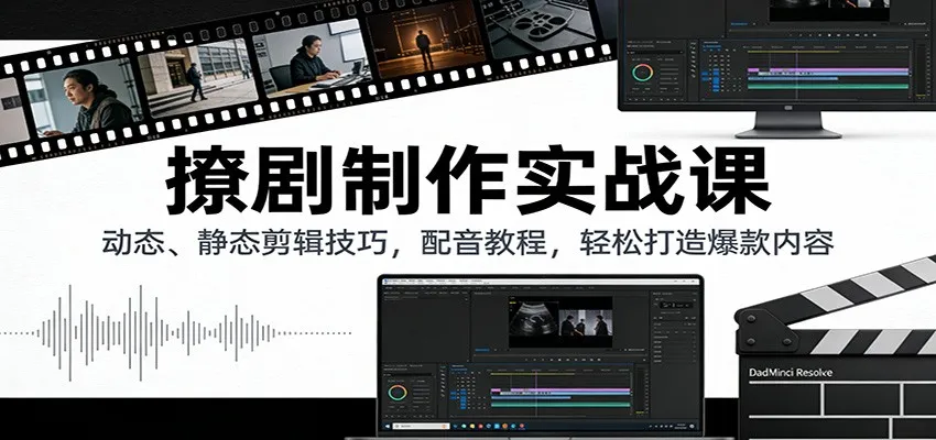 撩剧制作实战课：动态、静态剪辑技巧，配音教程，轻松打造爆款内容-续财库