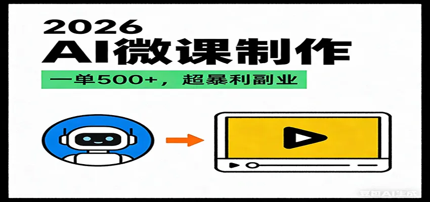 2026AI 风口最稳副业：微课代写制作，一单 500+，人人可做的蓝海项目-续财库