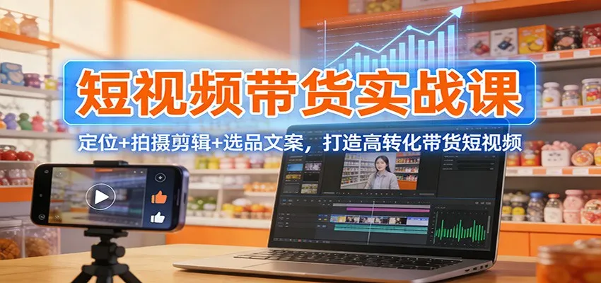 短视频带货实战课：定位+拍摄剪辑+选品文案，打造高转化带货短视频-续财库
