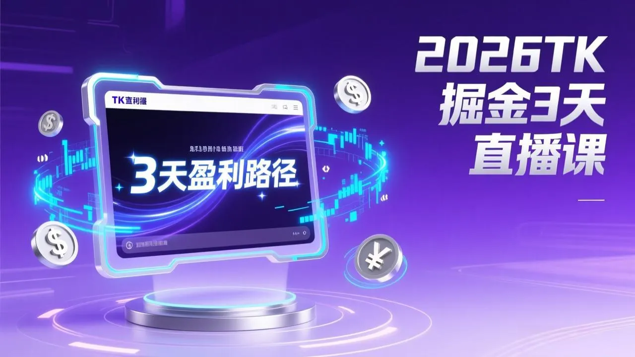 2026TK掘金直播课,起号涨粉+直播带货+商单变现+3天打通盈利路径,月入过万美金-续财库