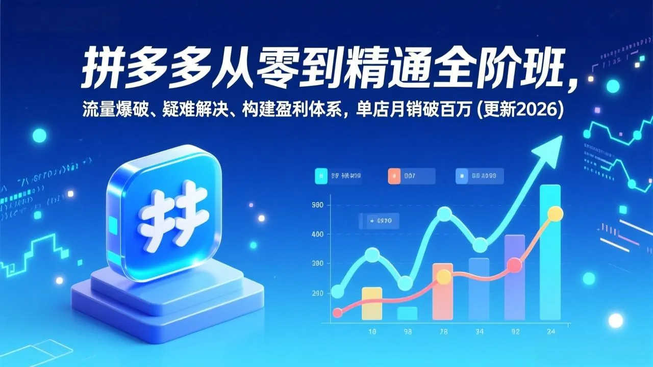 拼多多从零到精通全阶班，流量爆破、疑难解决，构建盈利体系，单店月销破百万(更新2026-续财库